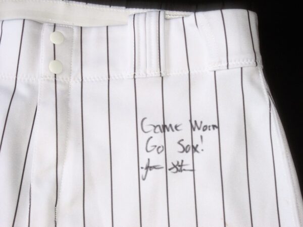 Jonathan Stiever Chicago White Sox Spring Training Worn & Signed Go Sox! White Pinstripe Nike Pants