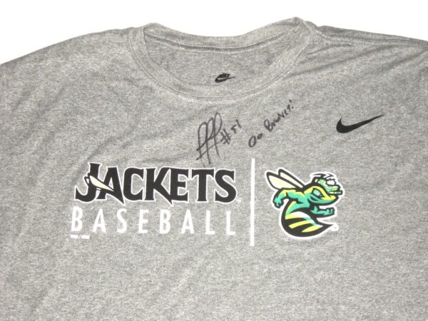 Rusber Estrada 2022 Practice Worn & Signed Official Augusta GreenJackets Long Sleeve Nike Dri-Fit Shirt