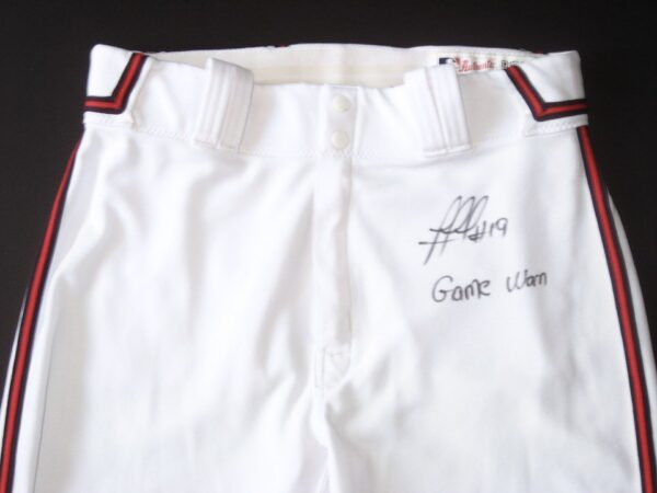 Rusber Estrada Rome Braves Game Worn & Signed White Majestic Pants