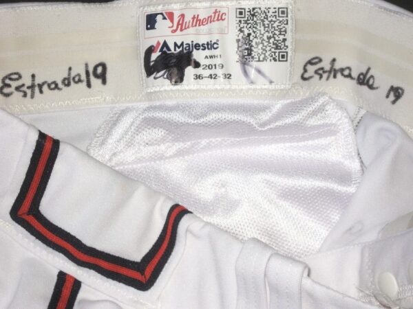 Rusber Estrada Rome Braves Game Worn & Signed White Majestic Pants