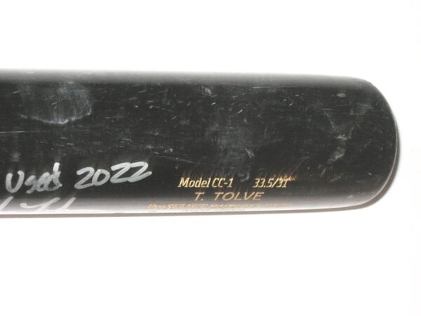 Tyler Tolve 2022 Rome Braves Game Used & Signed Dove Tail DTB Model CC-1 Maple Baseball Bat - CRACKED