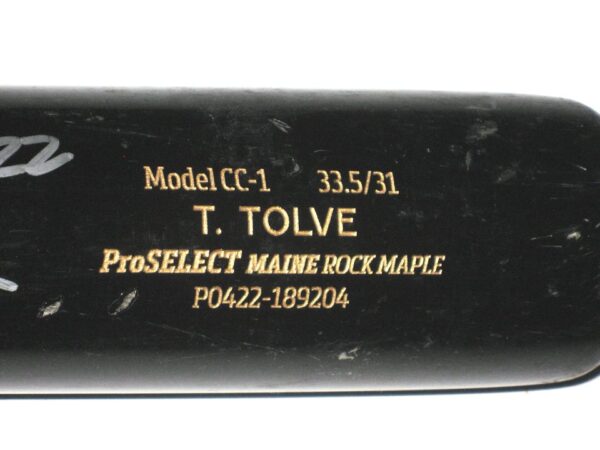 Tyler Tolve 2022 Rome Braves Game Used & Signed Dove Tail DTB Model CC-1 Maple Baseball Bat - CRACKED