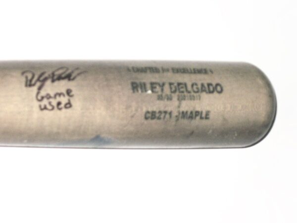 Riley Delgado 2021 Rome Braves Game Used & Signed Cooperstown CBC271 Maple Baseball Bat - CRACKED