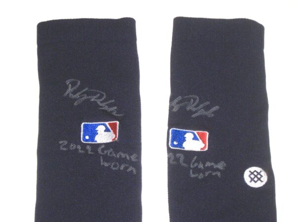 Riley Delgado 2022 Mississippi Braves Game Worn & Signed Official Blue & Gray Stance MLB Socks