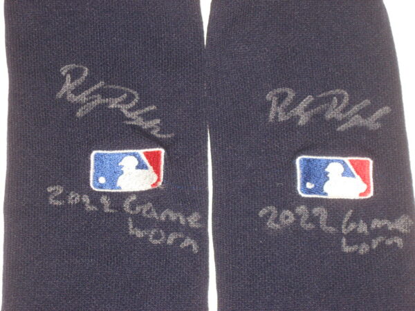 Riley Delgado 2022 Mississippi Braves Game Worn & Signed Official Blue & Gray Stance MLB Socks