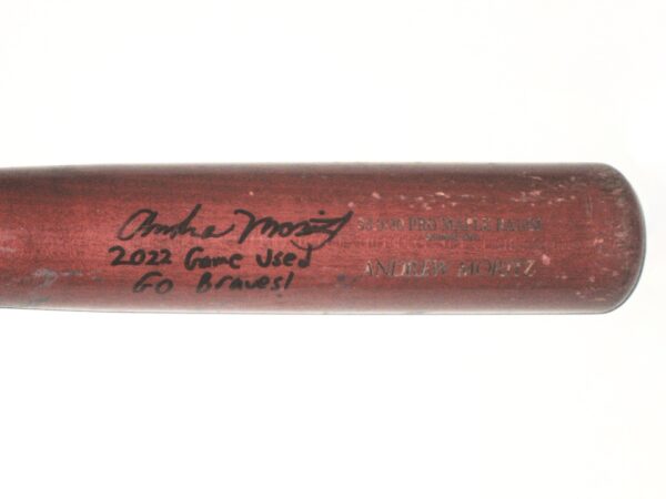 Andrew Moritz 2022 Mississippi Braves Game Used & Signed Old Hickory Maple Baseball Bat - CRACKED