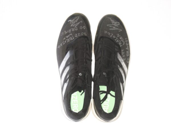 Indigo Diaz 2022 Mississippi Braves Training Worn & Signed Black & Silver Adidas Adizero Shoes