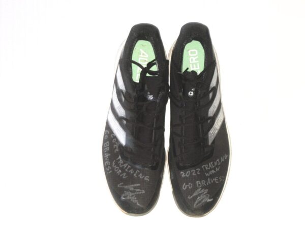 Indigo Diaz 2022 Mississippi Braves Training Worn & Signed Black & Silver Adidas Adizero Shoes