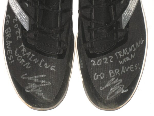 Indigo Diaz 2022 Mississippi Braves Training Worn & Signed Black & Silver Adidas Adizero Shoes