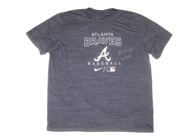 Landon Stephens Practice Worn & Signed Official Atlanta Braves Baseball Nike Dri-Fit XL Shirt