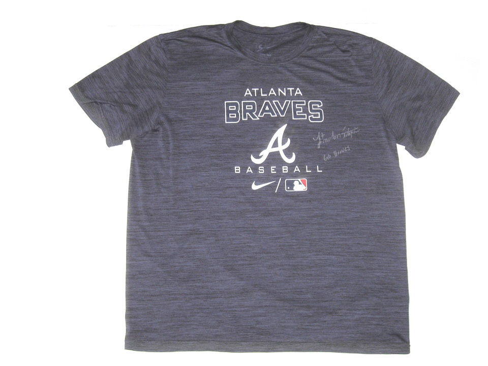 Landon Stephens Practice Worn & Signed Official Atlanta Braves Baseball  Nike Dri-Fit XL Shirt