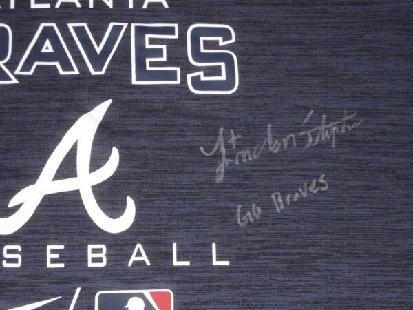 Landon Stephens Practice Worn & Signed Official Atlanta Braves Baseball Nike Dri-Fit XL Shirt