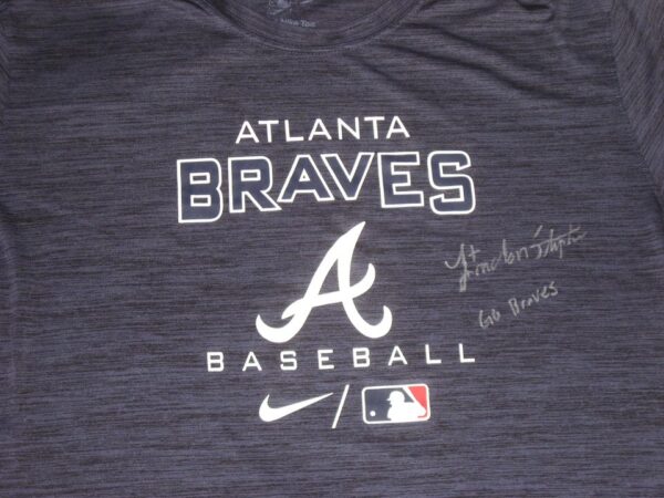 Landon Stephens Practice Worn & Signed Official Atlanta Braves Baseball Nike Dri-Fit XL Shirt