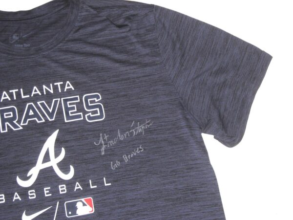 Landon Stephens Practice Worn & Signed Official Atlanta Braves Baseball Nike Dri-Fit XL Shirt