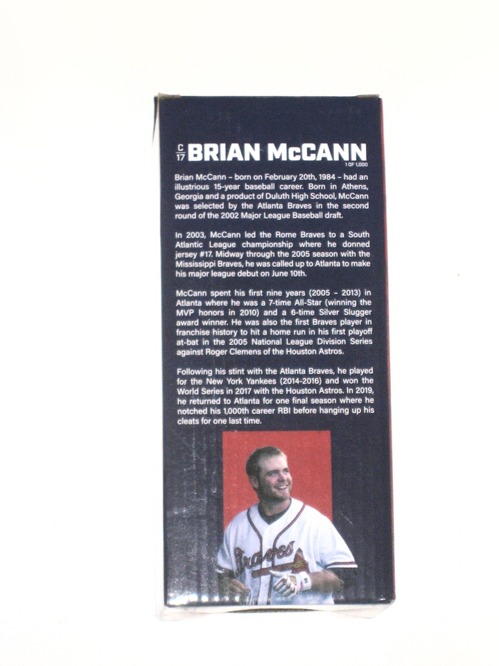 Rome Braves Brian McCann 2021 Bobblehead SGA - NEW IN BOX!