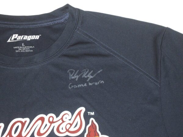 Riley Delgado 2022 Game Worn & Signed Blue Atlanta Braves Paragon Shirt