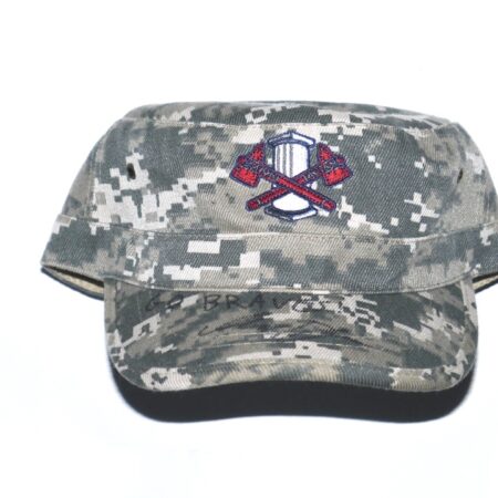 Indigo Diaz Team Issued & Signed GO BRAVES! Official Camo Rome Braves Hat