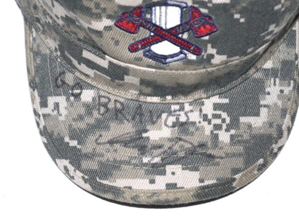 Indigo Diaz Team Issued & Signed GO BRAVES! Official Camo Rome Braves Hat