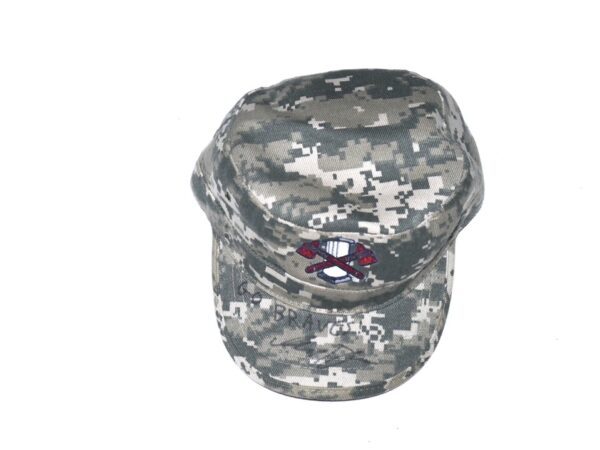 Indigo Diaz Team Issued & Signed GO BRAVES! Official Camo Rome Braves Hat