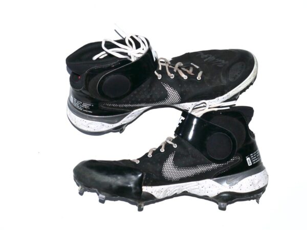 Kade McClure 2022 Charlotte Knights Game Worn & Signed Nike Alpha Huarache Elite 3 Mid Metal Baseball Cleats