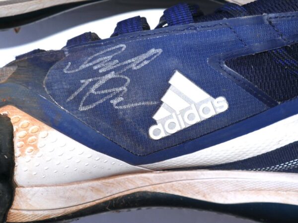 Indigo Diaz 2022 Mississippi Braves Game Worn & Signed Blue & White Adidas Boost Icon Baseball Cleats