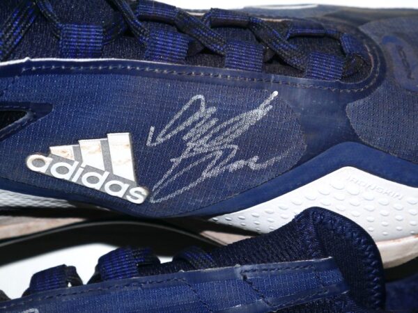 Indigo Diaz 2022 Mississippi Braves Game Worn & Signed Blue & White Adidas Boost Icon Baseball Cleats