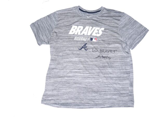 Indigo Diaz 2022 Practice Worn & Signed Official Atlanta Braves Baseball Nike Dri-Fit XXL Shirt