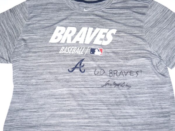 Indigo Diaz 2022 Practice Worn & Signed Official Atlanta Braves Baseball Nike Dri-Fit XXL Shirt