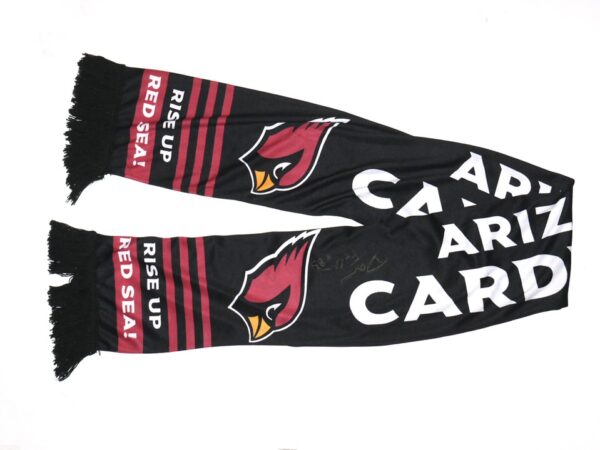 Darren Fells Team Issued and Signed Official Black & Red Arizona Cardinals Rise Up Red Sea! Scarf