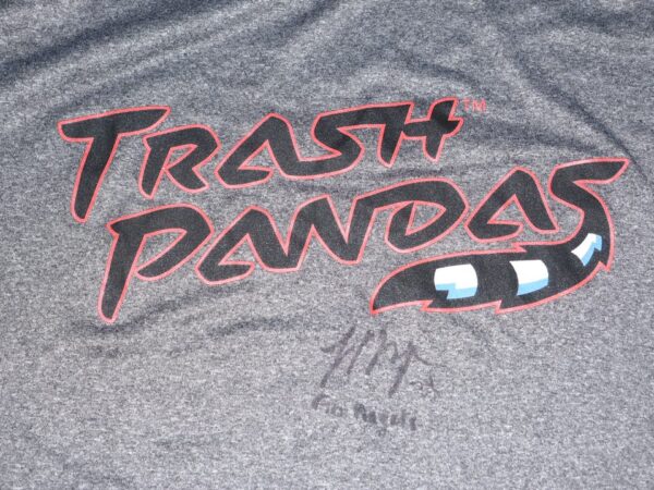 Logan O’Hoppe Practice Worn & Signed Official Gray Rocket City Trash Pandas BSN Sports Shirt