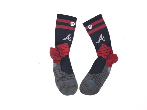 Cade Bunnell 2022 Game Worn & Signed Official Atlanta Braves Stance MLB Socks