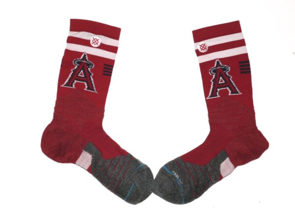 Coleman Crow 2022 Game Worn & Signed Official Los Angeles Angels Stance MLB Socks