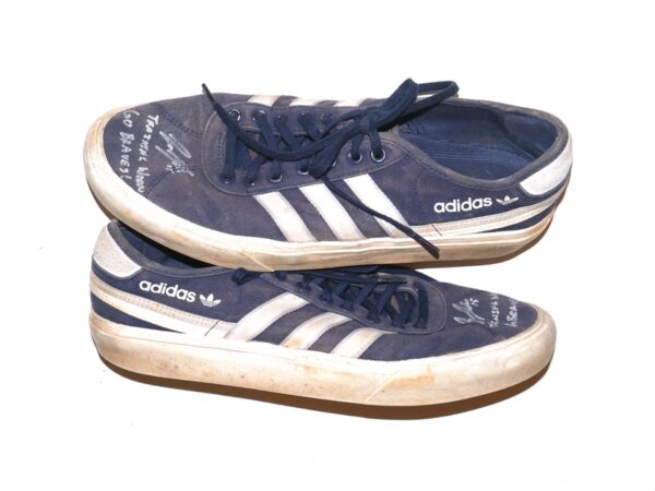 Jake Higginbotham 2022 Mississippi Braves Training Worn & Signed Blue & White Adidas Shoes