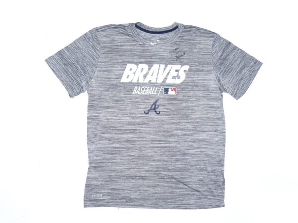 Javier Valdes 2022 Game Worn & Signed Grey Atlanta Braves Baseball Nike Dri-Fit Shirt