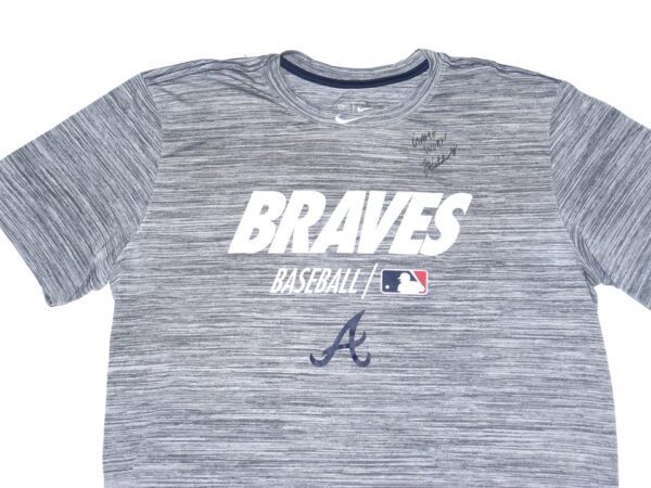 Javier Valdes 2022 Game Worn & Signed Grey Atlanta Braves Baseball Nike Dri-Fit Shirt