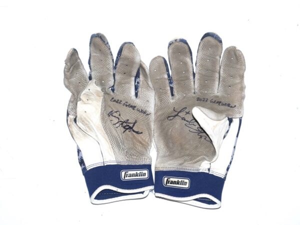 Landon Stephens 2022 Rome Braves Game Worn & Signed Franklin Batting Gloves