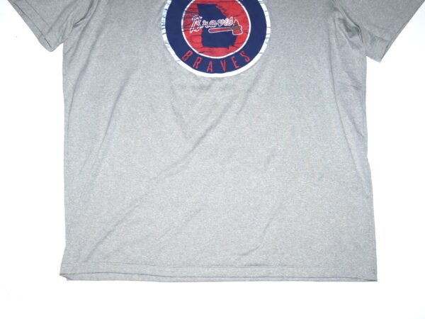 Cade Bunnell Team Issued & Signed Official Gray Atlanta Braves Under Armour HeatGear Shirt