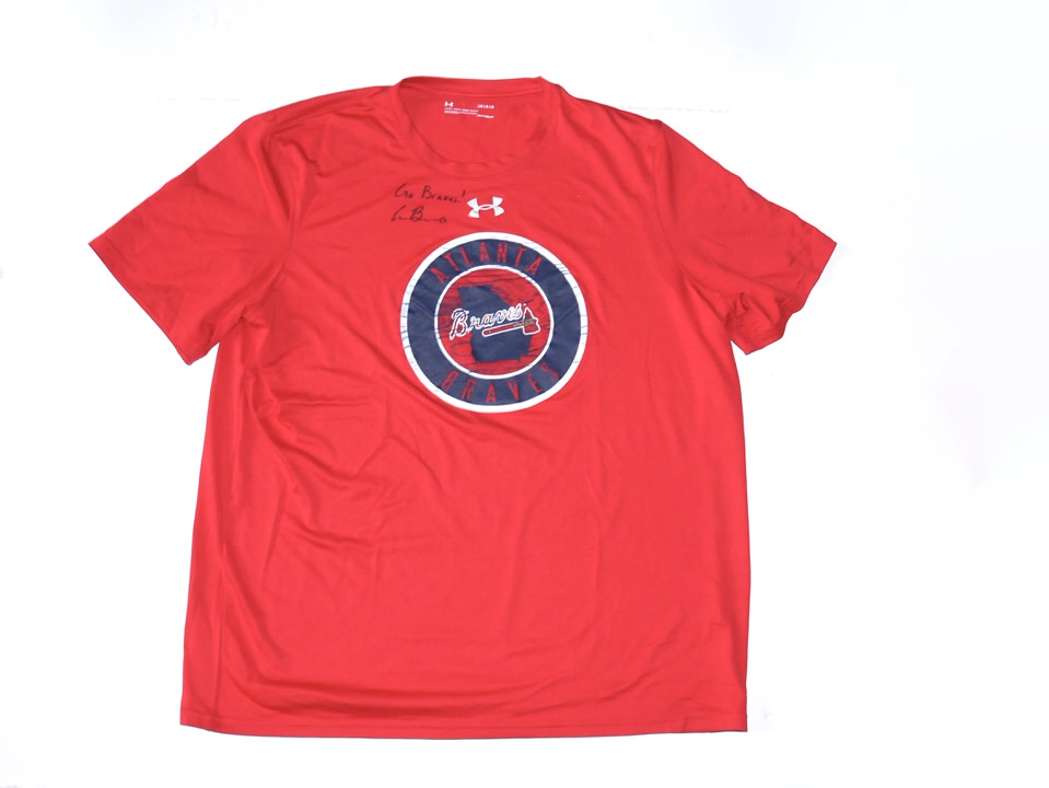 Cade Bunnell Team Issued & Signed Official Red Atlanta Braves Under Armour  HeatGear Shirt - Big Dawg Possessions
