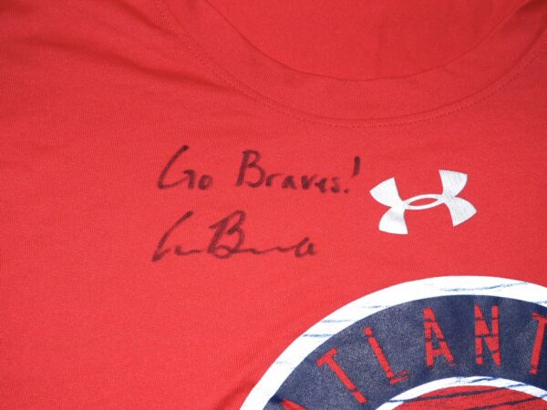 Cade Bunnell Team Issued & Signed Official Red Atlanta Braves Under Armour HeatGear Shirt