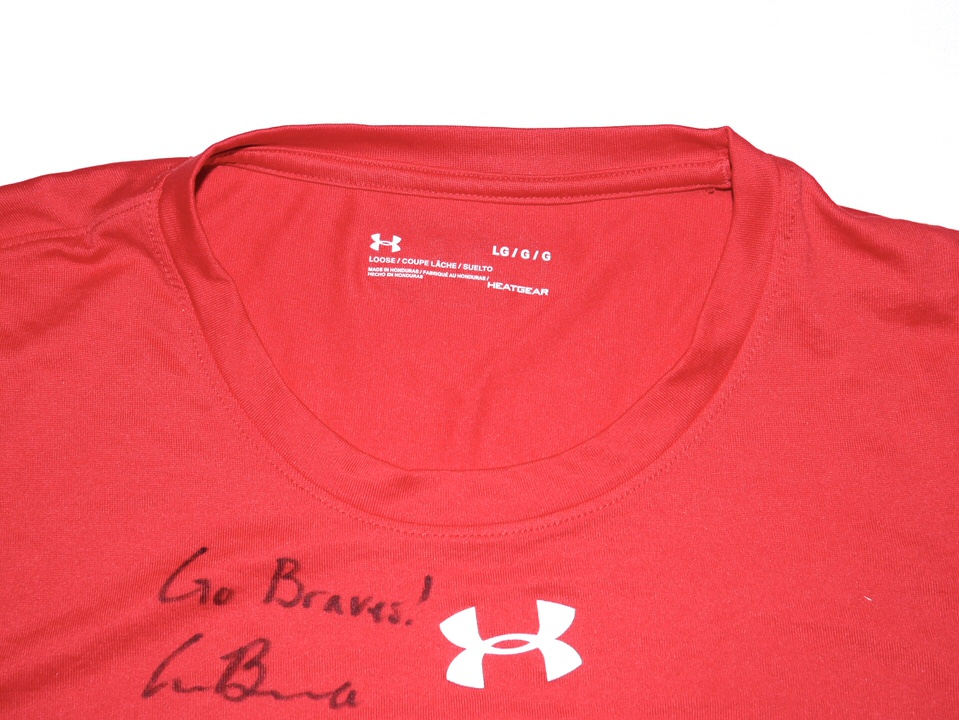 Cade Bunnell Team Issued & Signed Official Red Atlanta Braves Under Armour  HeatGear Shirt