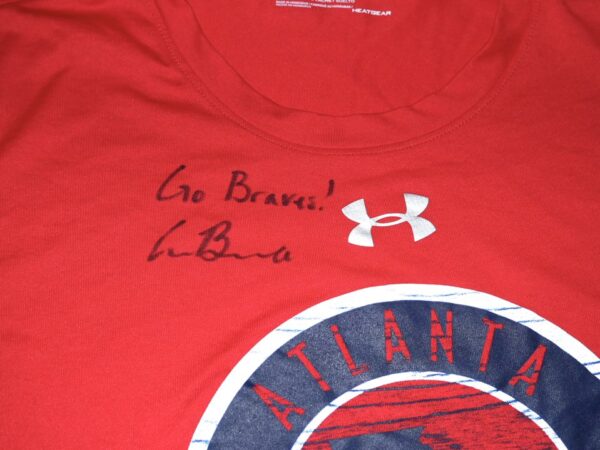 Cade Bunnell Team Issued & Signed Official Red Atlanta Braves Under Armour HeatGear Shirt