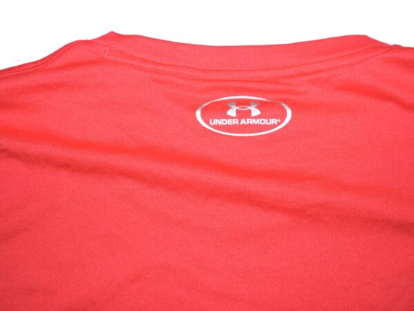 Cade Bunnell Team Issued & Signed Official Red Atlanta Braves Under Armour HeatGear Shirt