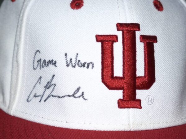 Cade Bunnell Game Worn & Signed Official White & Red Indiana Hoosiers Adidas Climalite Hat