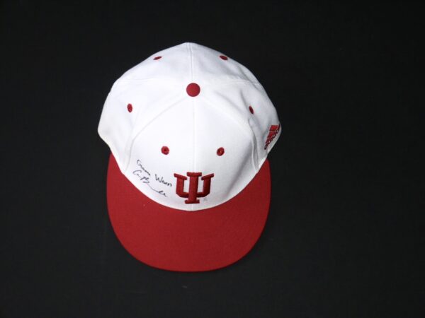 Cade Bunnell Game Worn & Signed Official White & Red Indiana Hoosiers Adidas Climalite Hat