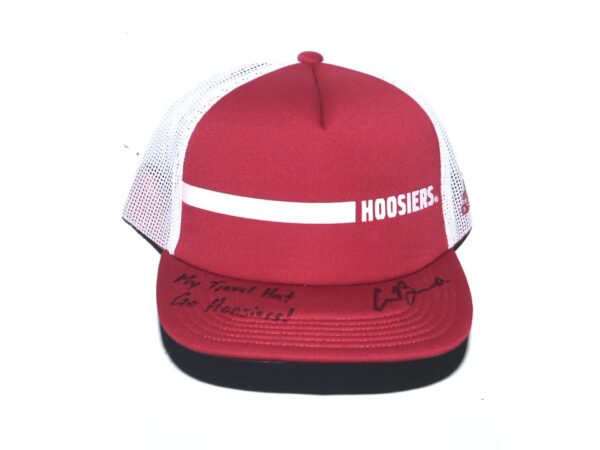 Cade Bunnell Team Issued & Signed Official Crimson & White Indiana Hoosiers Adidas Climalite Hat - Worn for Travel!