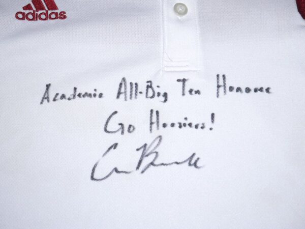 Cade Bunnell Team Issued & Signed Official White & Crimson Indiana Hoosiers Adidas Climalite Polo XL Shirt