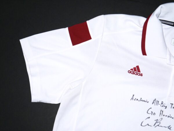 Cade Bunnell Team Issued & Signed Official White & Crimson Indiana Hoosiers Adidas Climalite Polo XL Shirt