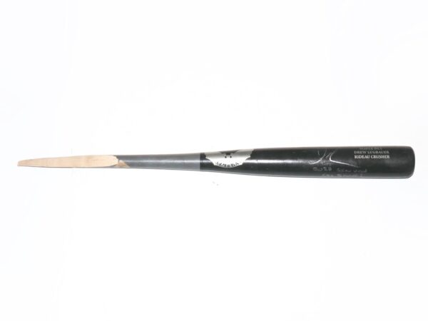 Drew Lugbauer 2023 Atlanta Braves Game Used & Signed SAM Rideau Crusher Maple DL1 Baseball Bat - Missing Huge Piece!