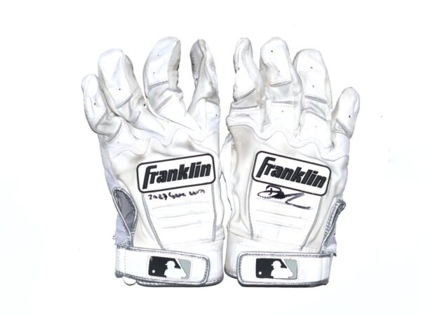 Drew Lugbauer 2023 Atlanta Braves Game Worn & Signed Franklin Batting Gloves - Worn In Spring Training!