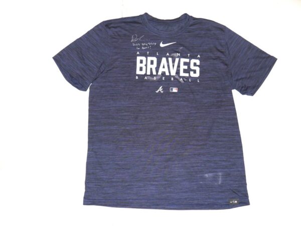 Drew Lugbauer 2023 Spring Training Worn & Signed Official Blue Atlanta Braves Baseball Nike Dri-Fit XL Shirt